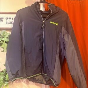 Hurley Black Weather-Resistant Raincoat with Hood